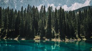 Preview wallpaper lake, trees, mountains, reflection, landscape