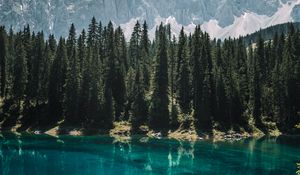 Preview wallpaper lake, trees, mountains, reflection, landscape