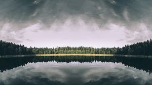 Preview wallpaper lake, trees, reflection, sky