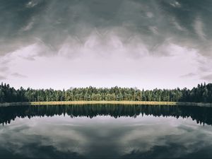 Preview wallpaper lake, trees, reflection, sky