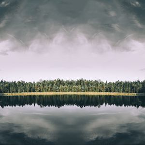 Preview wallpaper lake, trees, reflection, sky