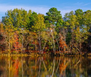 Preview wallpaper lake, trees, reflection, sky, landscape