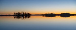 Preview wallpaper lake, trees, silhouettes, landscape, evening