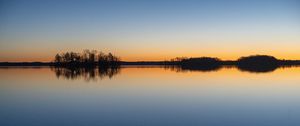 Preview wallpaper lake, trees, silhouettes, landscape, evening