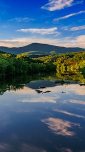 Preview wallpaper lake, trees, sky, clouds, nature