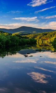 Preview wallpaper lake, trees, sky, clouds, nature
