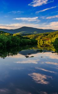 Preview wallpaper lake, trees, sky, clouds, nature