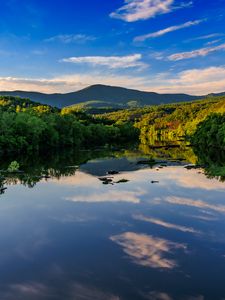 Preview wallpaper lake, trees, sky, clouds, nature