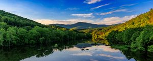Preview wallpaper lake, trees, sky, clouds, nature
