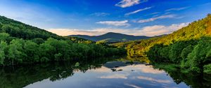 Preview wallpaper lake, trees, sky, clouds, nature
