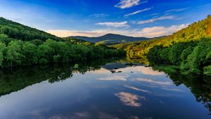 Preview wallpaper lake, trees, sky, clouds, nature