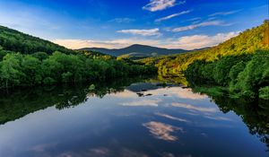 Preview wallpaper lake, trees, sky, clouds, nature