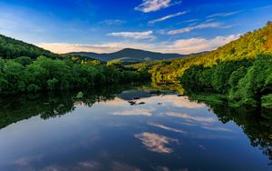 Preview wallpaper lake, trees, sky, clouds, nature