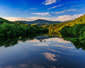 Preview wallpaper lake, trees, sky, clouds, nature