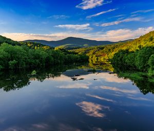 Preview wallpaper lake, trees, sky, clouds, nature