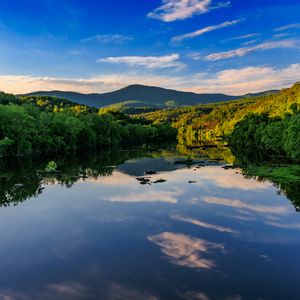Preview wallpaper lake, trees, sky, clouds, nature