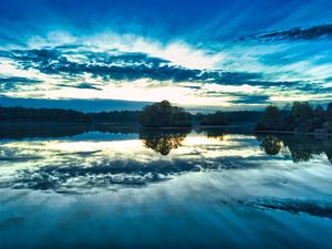 Preview wallpaper lake, trees, sky, forest, reflection