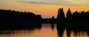 Preview wallpaper lake, trees, sunset, reflection