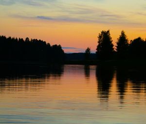 Preview wallpaper lake, trees, sunset, reflection