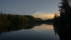 Preview wallpaper lake, trees, twilight, evening, silence