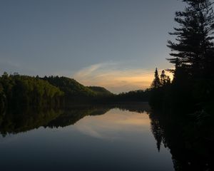 Preview wallpaper lake, trees, twilight, evening, silence