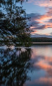 Preview wallpaper lake, trees, water, clouds, reflection