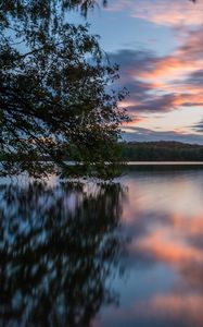 Preview wallpaper lake, trees, water, clouds, reflection