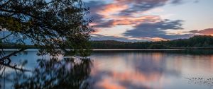 Preview wallpaper lake, trees, water, clouds, reflection
