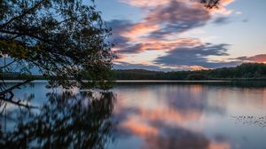 Preview wallpaper lake, trees, water, clouds, reflection