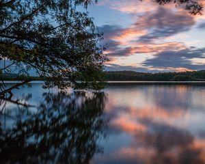 Preview wallpaper lake, trees, water, clouds, reflection
