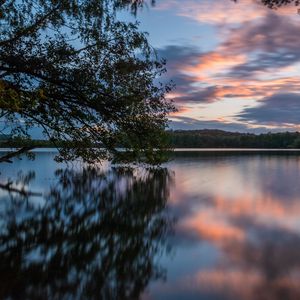 Preview wallpaper lake, trees, water, clouds, reflection