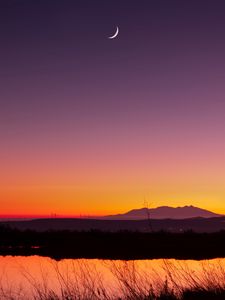 Preview wallpaper lake, twilight, moon, dark, landscape