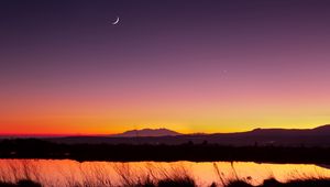 Preview wallpaper lake, twilight, moon, dark, landscape