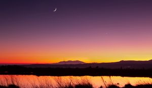 Preview wallpaper lake, twilight, moon, dark, landscape