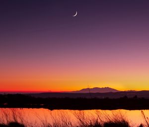 Preview wallpaper lake, twilight, moon, dark, landscape