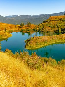 Preview wallpaper lake, valley, hills, relief, landscape