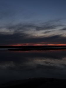 Preview wallpaper lake, water, clouds, sunset, sky, reflection, dark