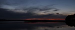 Preview wallpaper lake, water, clouds, sunset, sky, reflection, dark