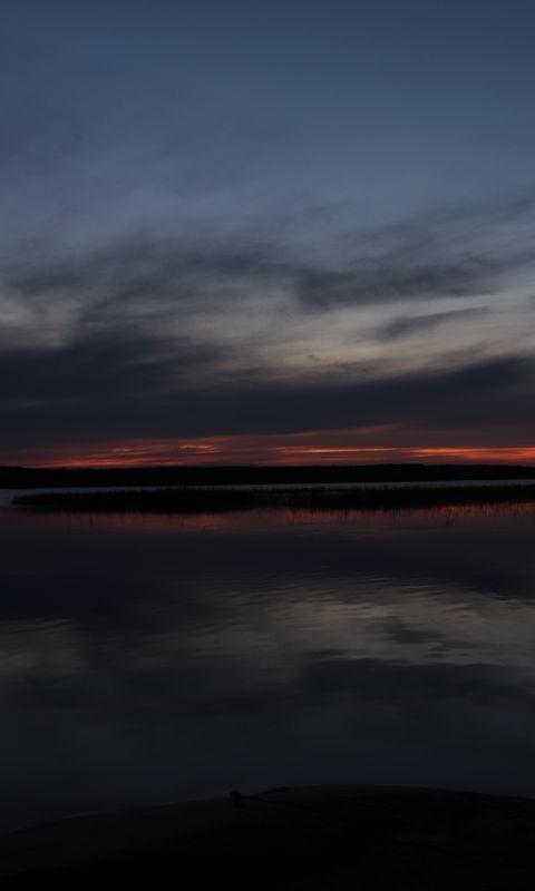 480x800 Wallpaper lake, water, clouds, sunset, sky, reflection, dark