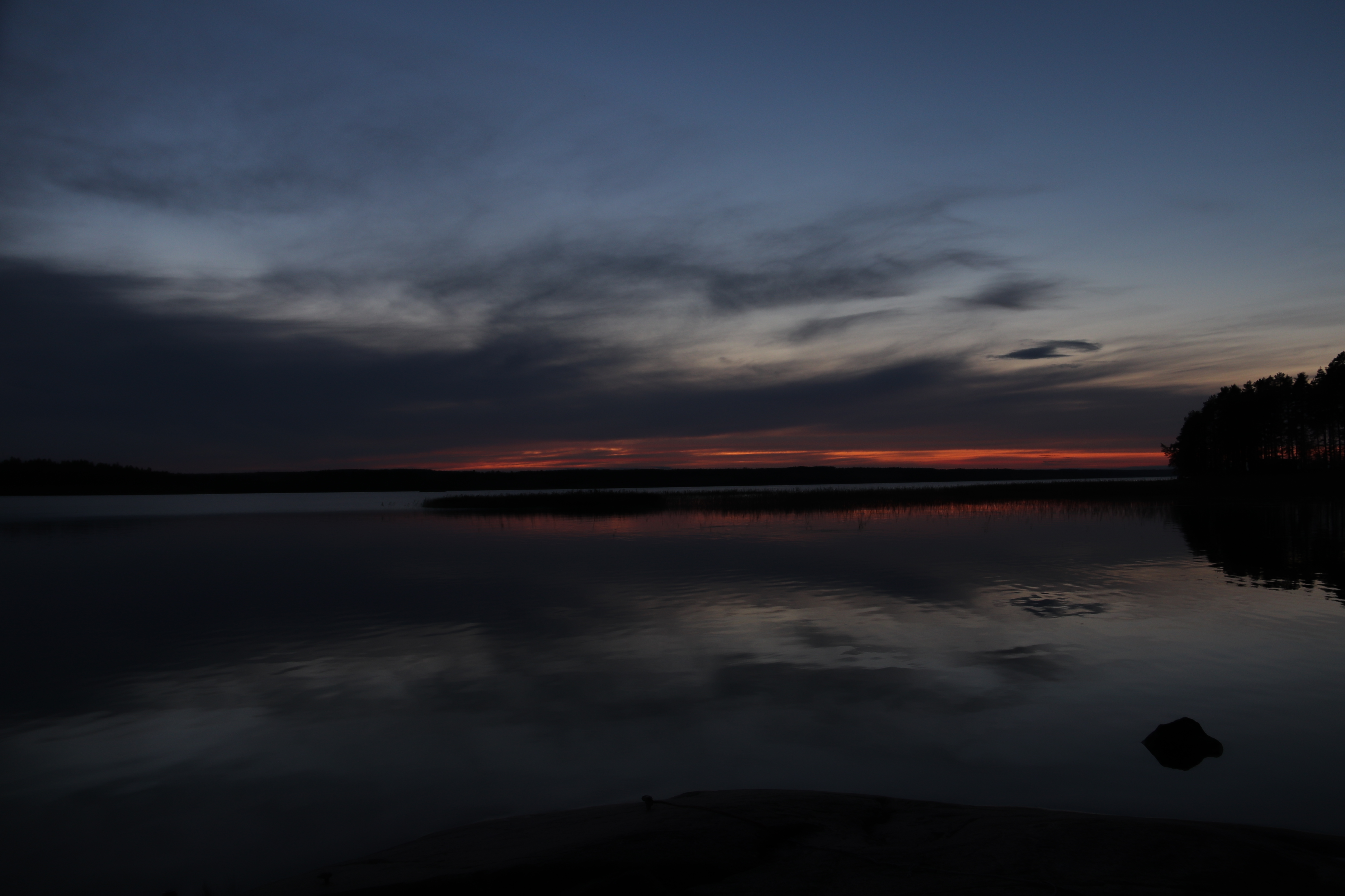 6000x4000 Wallpaper lake, water, clouds, sunset, sky, reflection, dark