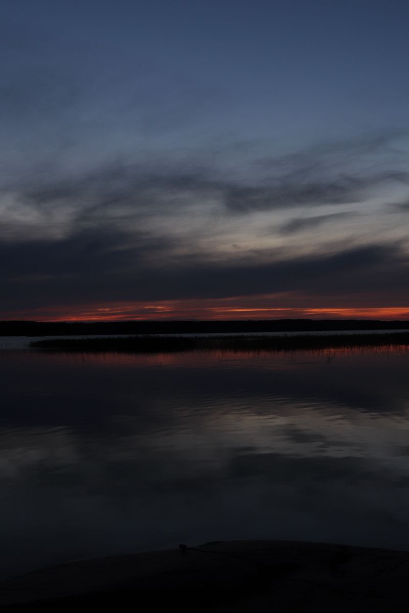 800x1200 Wallpaper lake, water, clouds, sunset, sky, reflection, dark