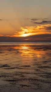 Preview wallpaper lake, water, glare, sunset, nature