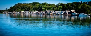 Preview wallpaper lake, water, houses, roofs, trees