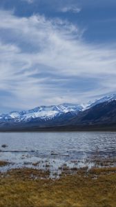 Preview wallpaper lake, water, mountains, clouds, sky, landscape
