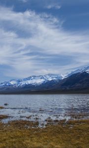 Preview wallpaper lake, water, mountains, clouds, sky, landscape
