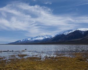 Preview wallpaper lake, water, mountains, clouds, sky, landscape