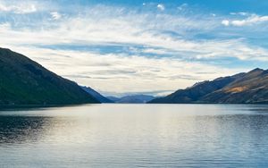 Preview wallpaper lake, water, mountains sky, landscape, new zealand