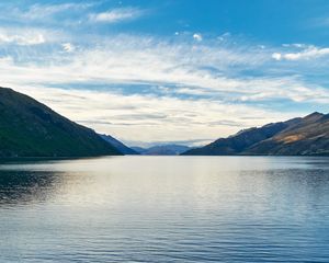 Preview wallpaper lake, water, mountains sky, landscape, new zealand