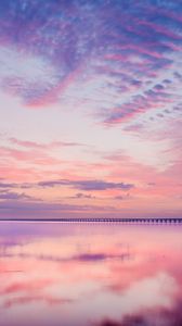 Preview wallpaper lake, water, reflection, pier, clouds, nature