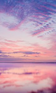 Preview wallpaper lake, water, reflection, pier, clouds, nature